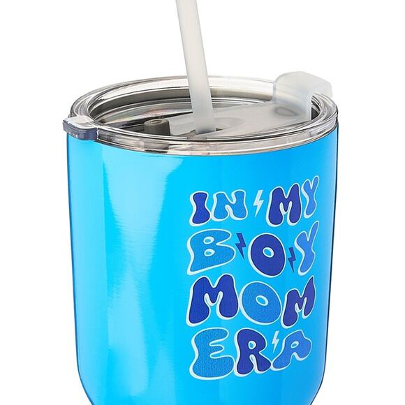 Mother's Day In My Boy Mom Era Stainless Steel Tumbler with Straw Blue, 32 fl oz - Picture 3 of 5